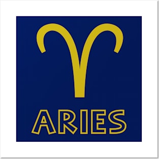 Astrology Aries Sign Symbol Gold Posters and Art